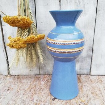 Retro keramická váza modrá mlhovina.