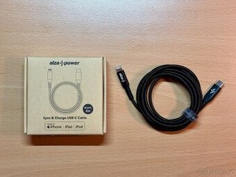 Kvalitní opletený kabel AlzaPower AluCore USB-C–Lightning 2m