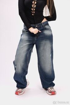 Dámské široké džíny – modré (baggy styl)