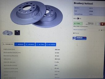 Zadní brzdové kotouče golf 5 a 6, Passat B6 a B7, Superb 2