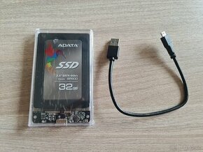 32Gb SSD + průhledný box 2,5 SATA USB 3 nový (balíkovna30kc)