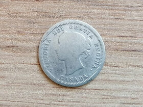 Stříbro 5 Cent 1858 Kanada královna Viktorie stříbrná mince