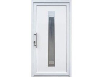 Vchodové dveře vč. rámu ,zateplené PVC- bílé + inox-nové