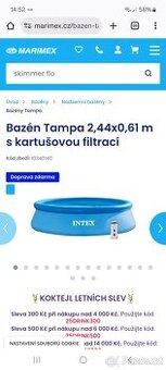 Bazén Tampa 2,44x0,61 m s kartušovou filtrací