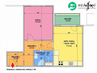 Pronájem bytu 2+kk 49 m², Strakonice, Obránců...
