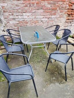 Zahradní stůl, 6x židle
