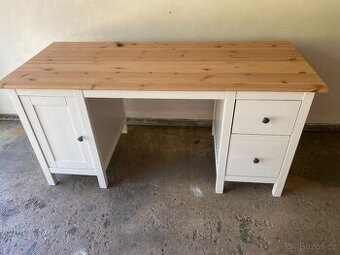 IKEA Hemnes psací stůl  bíl. mořený/přirodní borovice