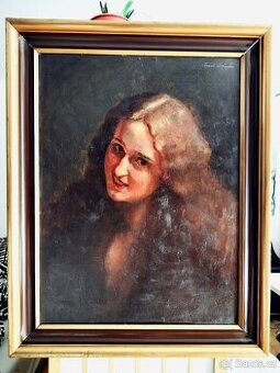 obraz PORTRÉT SVŮDNÉ DÍVKY, olej, Fr. Hofman