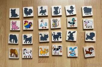 Dětské dřevěné pexeso stíny zvířátek - DETOA