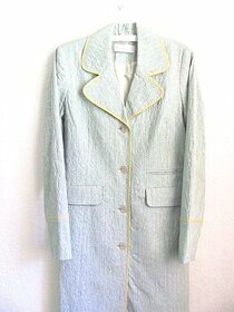 Luxusní tyrkysový kabát - brokát s výšivkou, v. S - 36/38 - 1