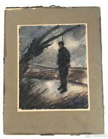 Prodám kresbu "Oběšený na frontě" od Adolfa Doležala