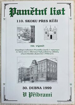 Pamětní list 110. Skoku přes kůži Přibram