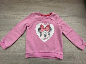 Dívčí růžová mikina, flitry, C&A, Disney Minnie, vel. 128