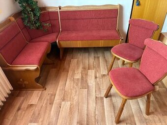 Nové potažena rohová lavice a dvě zidle