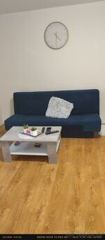 Pohovka modrý semiš -rozkládací