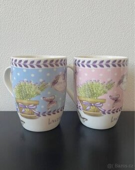 Sada 2 hrnečků s levandulí – růžový a modrý