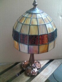 Rustikální starší design stolní lampička, materiál sklo, kov