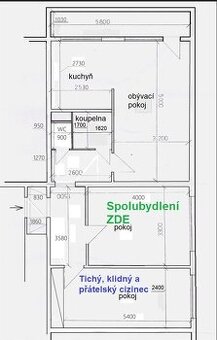 SPOLUBYDLENÍ - neprůchozí pokoj, přímo na metru A Bořislavka