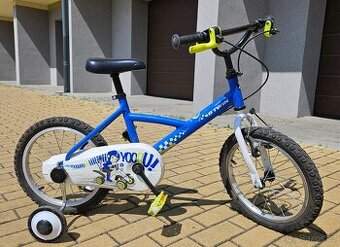 Modré kolo Decathlon BTWIN velikost 16" s pomocnými kolečky
