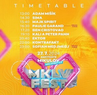 2 vstupenky MKLV Fest 2025 26.7.2025 Mikulov