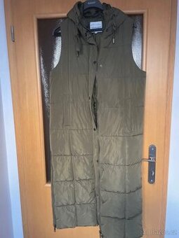 Zimní teplá dlouhá vesta khaki