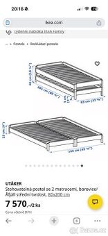 Stohovatelná postel a dvě matrace