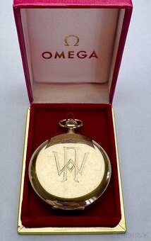 14K ZLATÉ PÁNSKÉ TŘÍPLÁŠŤOVÉ KAPESNÍ HODINKY OMEGA - FUNKČNÍ