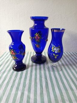 Váza Novoborské sklo - kobaltové sklo