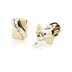 Zlaté dámské náušnice DF 1628, briliantové, žluté zlato - no