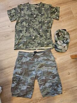 maskáčový set - kraťasy, tričko, kšiltovka