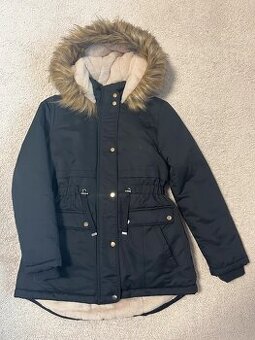 Luxusní F&F černý kabát parka vel 11/12let