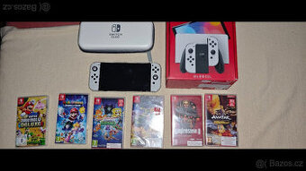 Nintendo switch OLED + 6 her, obal