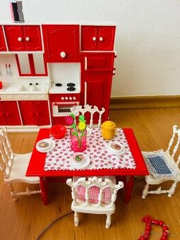 Retro hračky z 80.let auto,kuchyně,stůl,židle,igráček