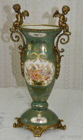 Zámecká váza s amorky - porcelán + bronz