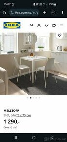 Ikea Melltorp stůl bílý 75x75 cm