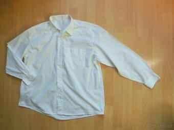 pánská Melka bílá košile plátno, dl.ruk, ba XL-XXL/43