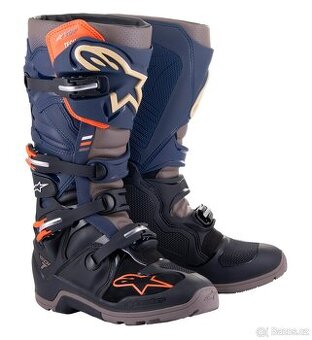 boty TECH 7 ENDURO DRYSTAR, ALPINESTARS (modrá/šedá/oranžová
