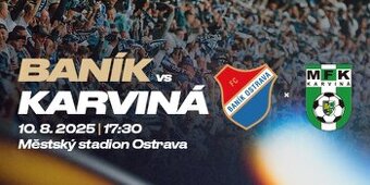 Baník Ostrava - Karviná 2 vstupenky B5 15řada vedle sebe