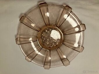 Stará skleněná mísa růžová