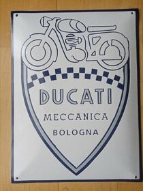 Ducati Meccanica - velká, plechová smaltovaná cedule 30x40cm