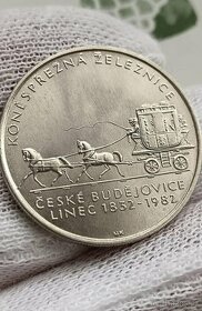 Stříbrná pamětní 100kčs 1982 železnice