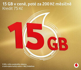 Nová SIM Vodafone 15GB a kredit 75 Kč