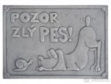Pozor pes výstražná tabulka, cedulka, cedule, na vrátka