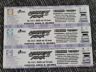 Prodám 3 klasické vstupenky na Masters of Rock. I jednotlivě