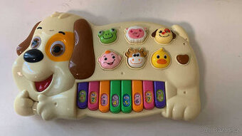 Teddies Piano pejsek se zvířátky 28 cm