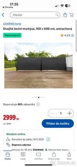 Zahradní dvojitá boční markýza