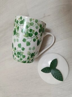 Hrnek s lístky a pokličkou - nový