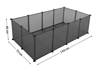 Plastová klec pro domácí mazlíčky - šedá - 143x73x46 cm