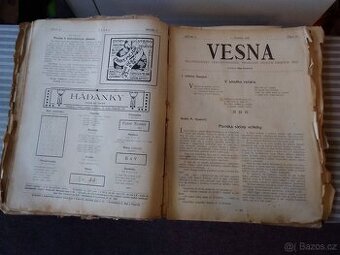 Historické časopisy VESNA 1908-1909 sešité ve vazbě.