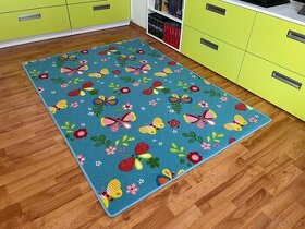 Dětský koberec Motýlek modrý 80 x 120 cm